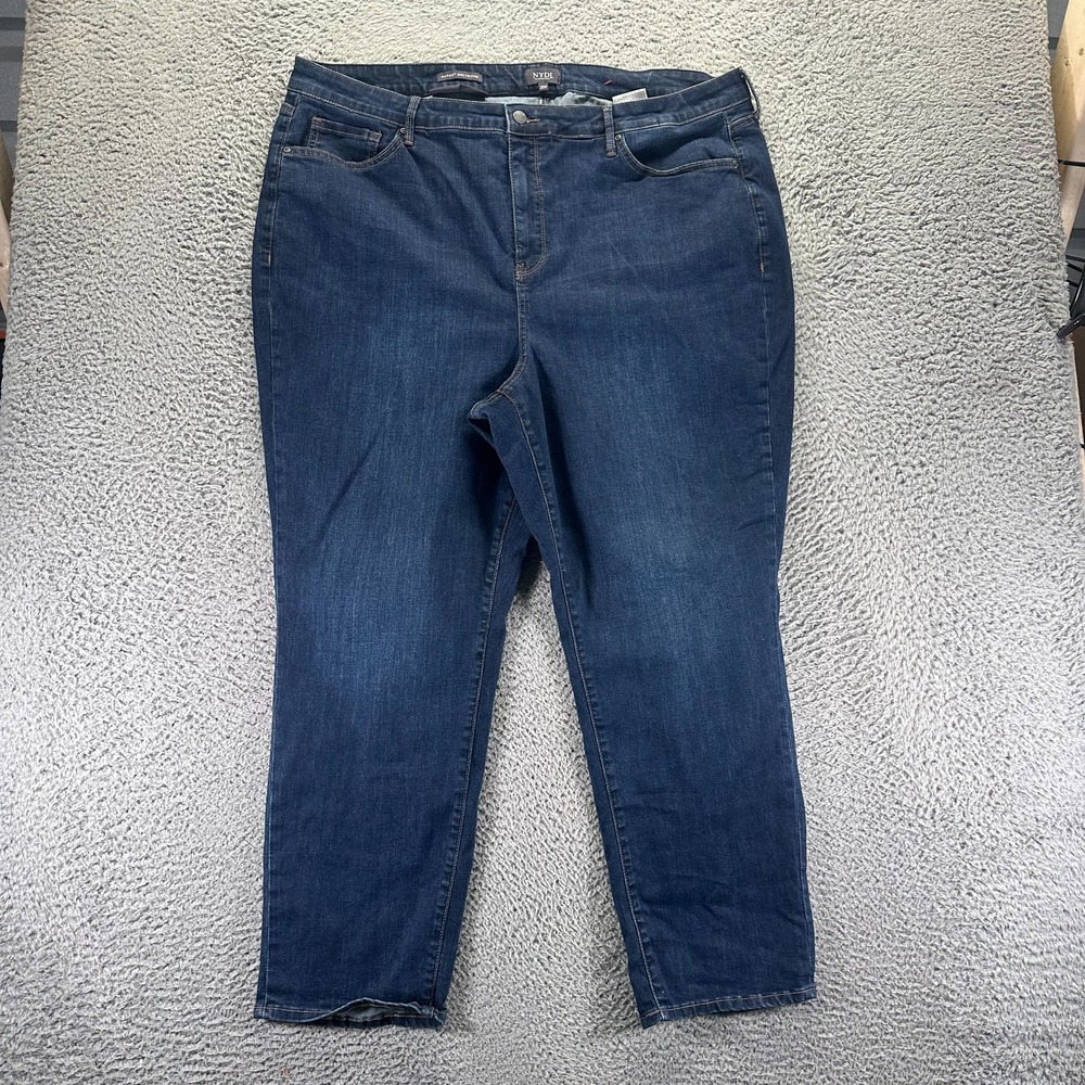 Nydj Margot Jeans Women's 20W Blue Cotton Denim Skinny Girlfriend Faded Stretch
